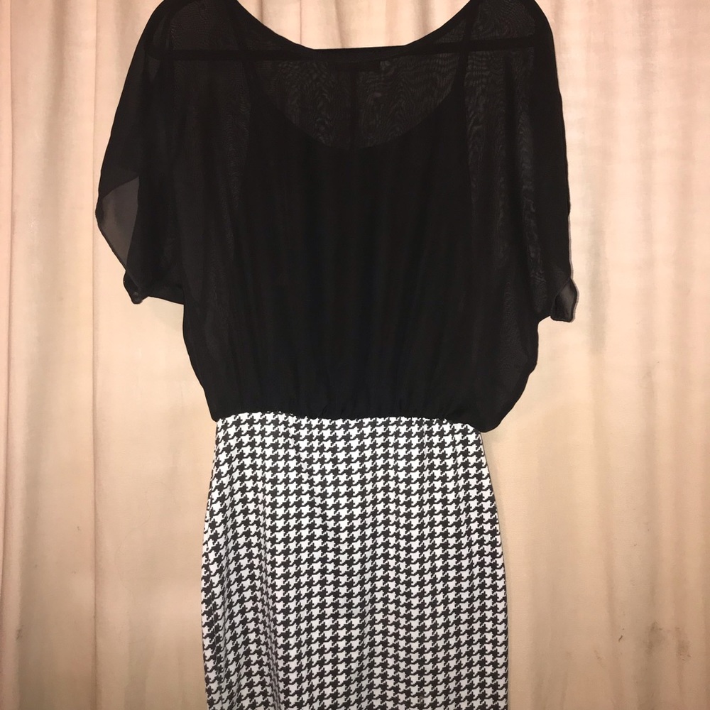 Women’s Dress with Houndstooth Bottom & Black Top